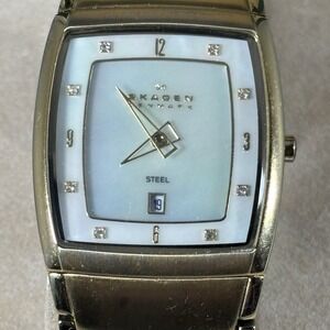 Women's Skagen Denmark 380SGXG 28mm Mother of Pearl Quartz Watch New Battery